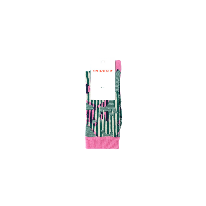 Handsome Hands Socks Femme Pink Green Handsome Grid