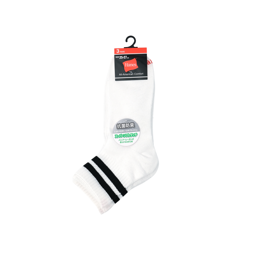 【ハーフパイル】 クォーターレングスソックス3P ボーダー WHITE