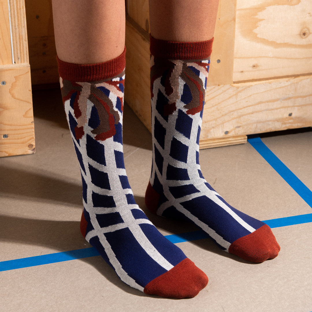 Spotlight Socks Femme Navy Red Fog Lines