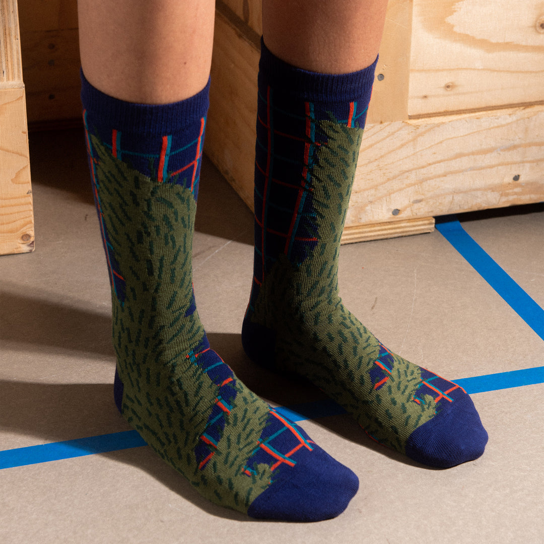 Foxy Socks Femme Navy Cactus Grid