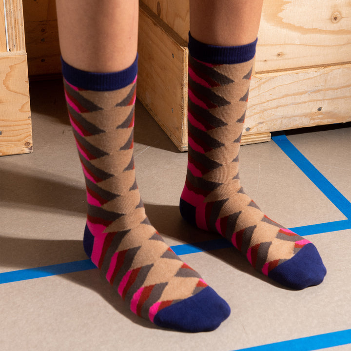 Ripple Wool Socks Femme Rasberry Navy Nougat Ripple