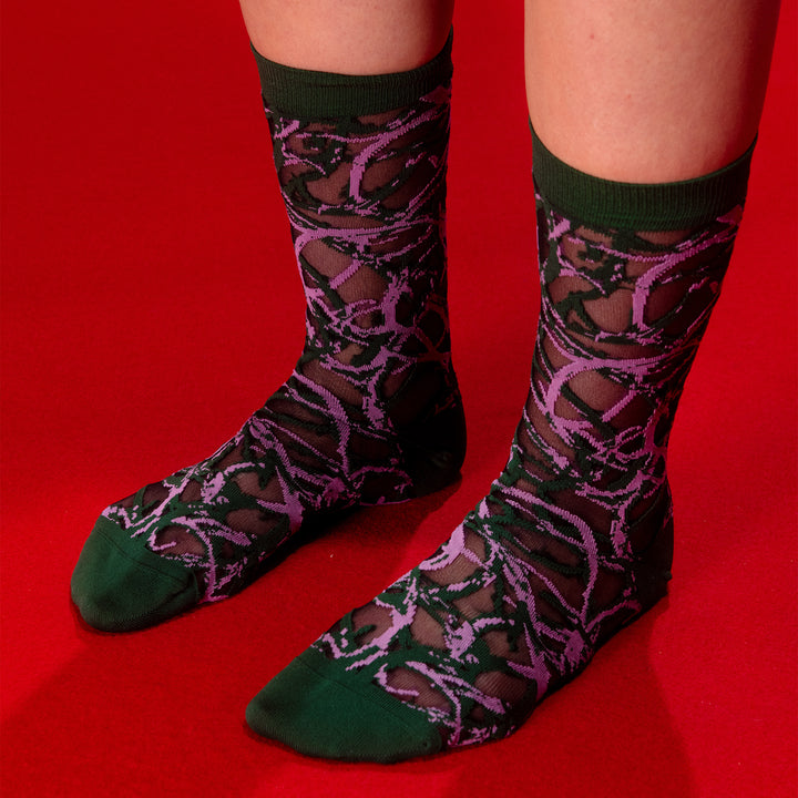 Roots Socks Femme Green Purple Roots