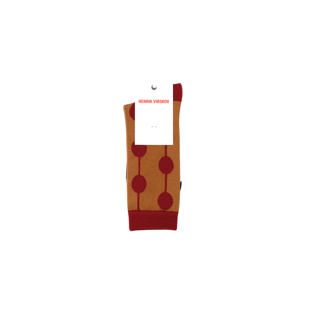 Bubble Wool Socks Femme Curry Red Blue Bubble