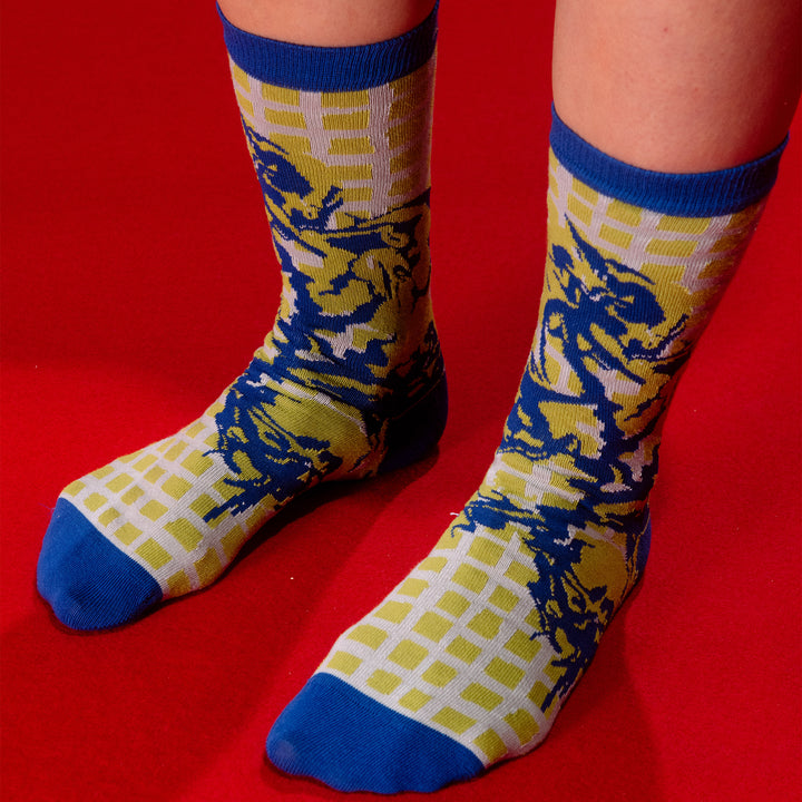 Risp Tomato Socks Femme Green Blue Grid