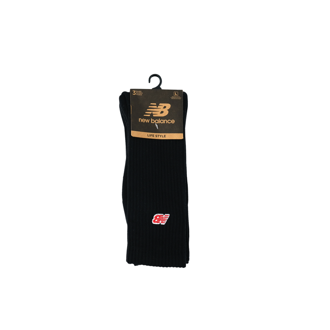 NB Essentials/UNISEX パッチロゴ 3Pソックス BK(ブラック)