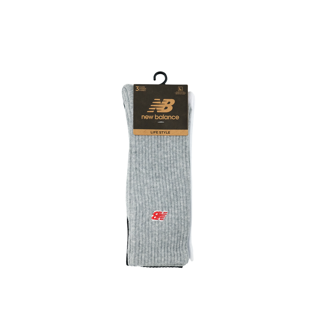 NB Essentials/UNISEX パッチロゴ 3Pソックス WM(ホワイトマルチ)