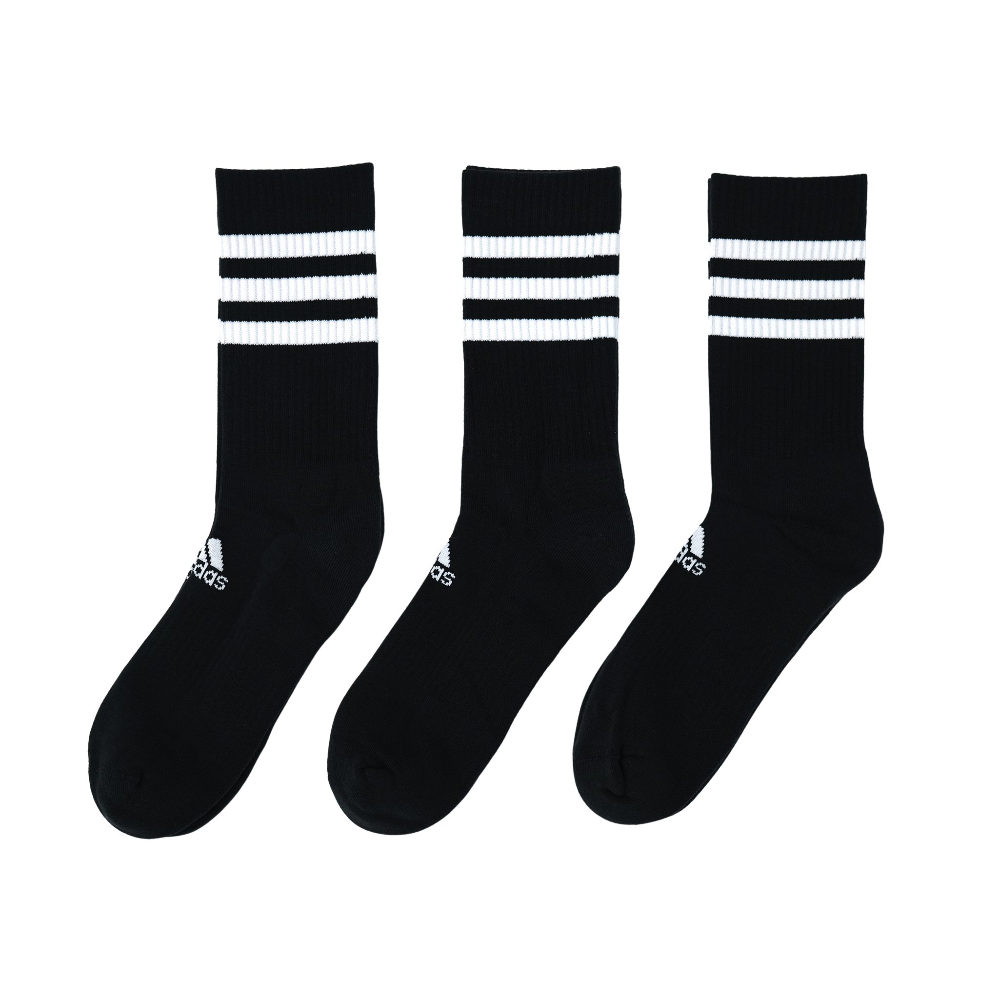 スリーストライプス クッション クルー ソックス 3PACK BLACK