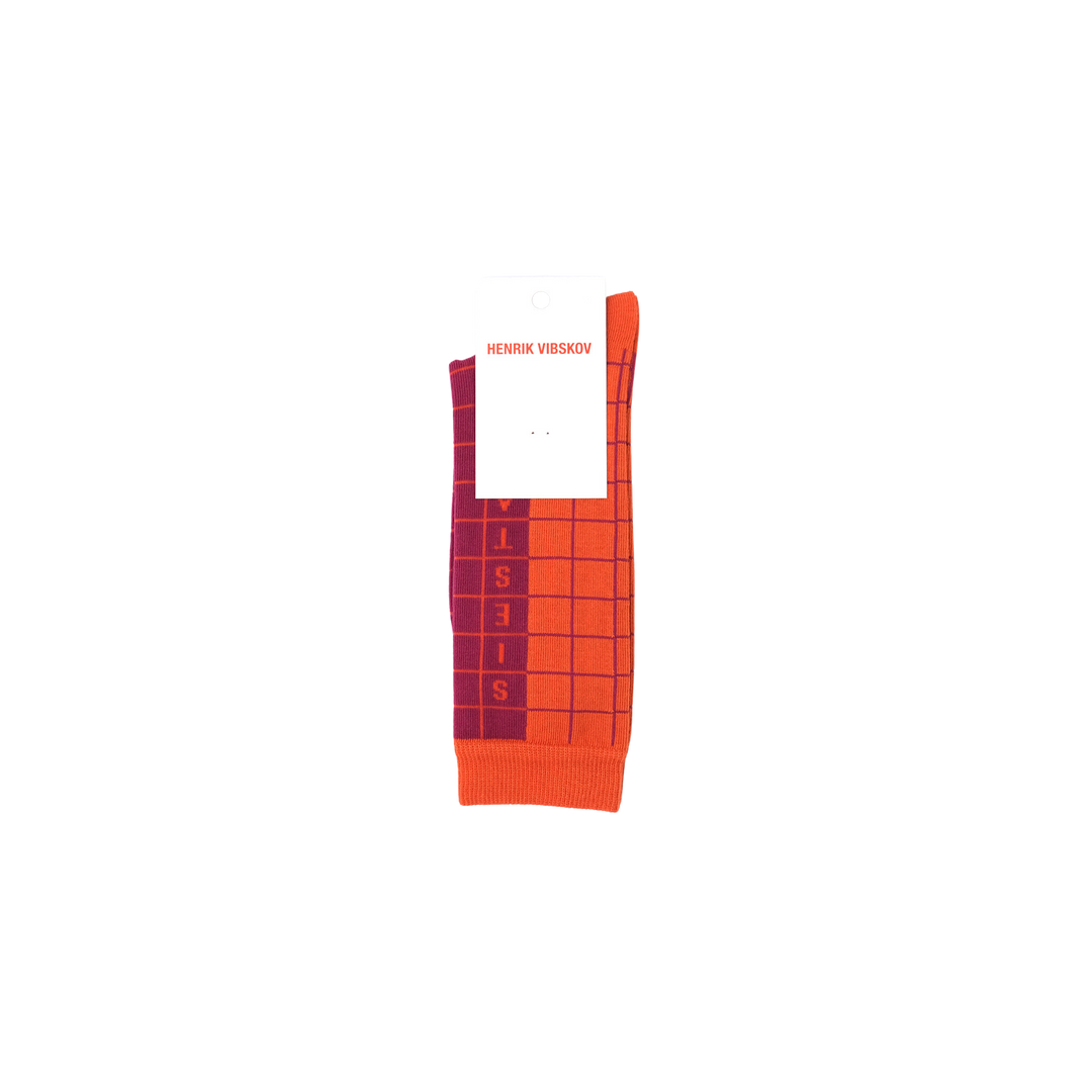 Half Grid Socks Femme Mandarin Purple