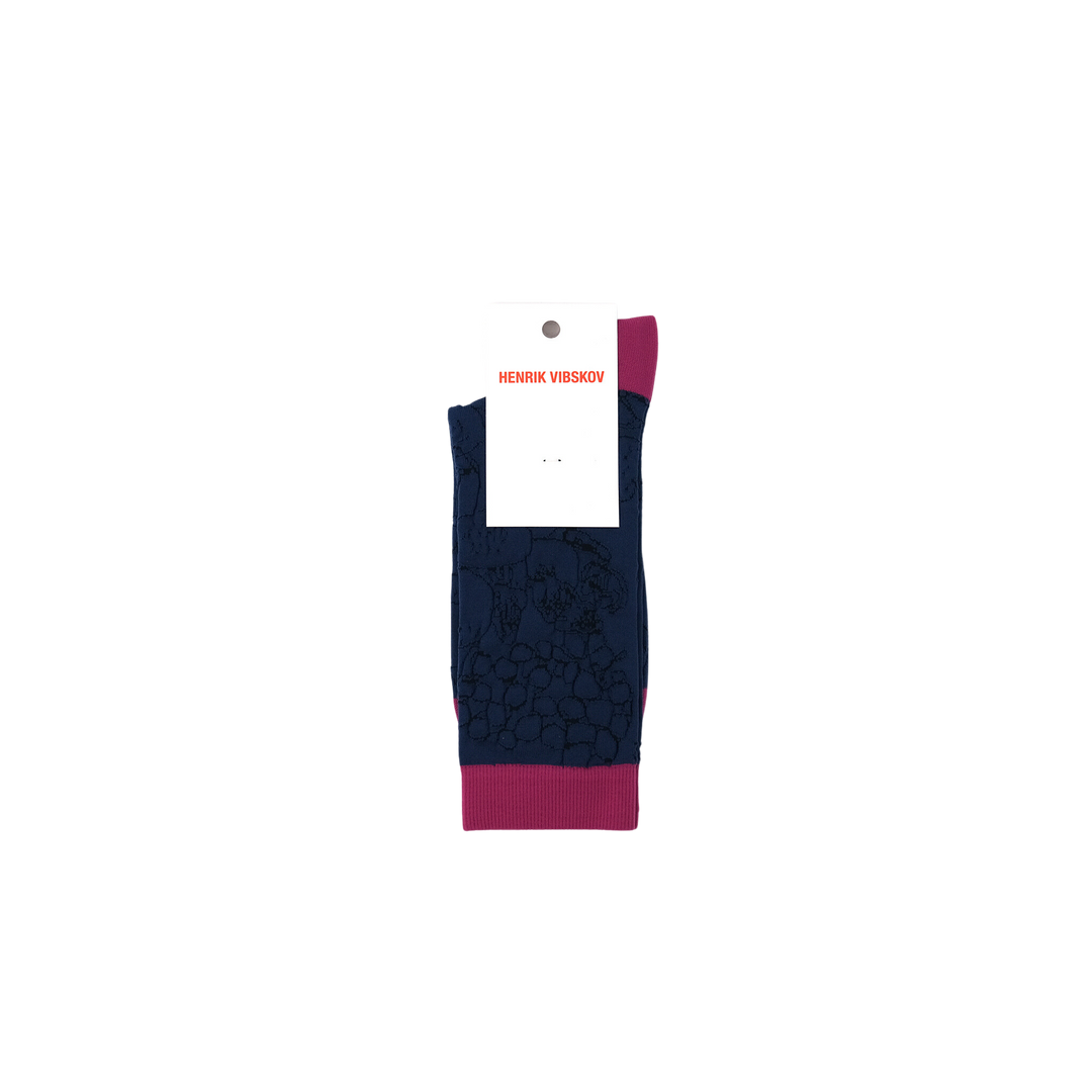 Fruit Outline Socks Femme Navy Violet Black Transparent