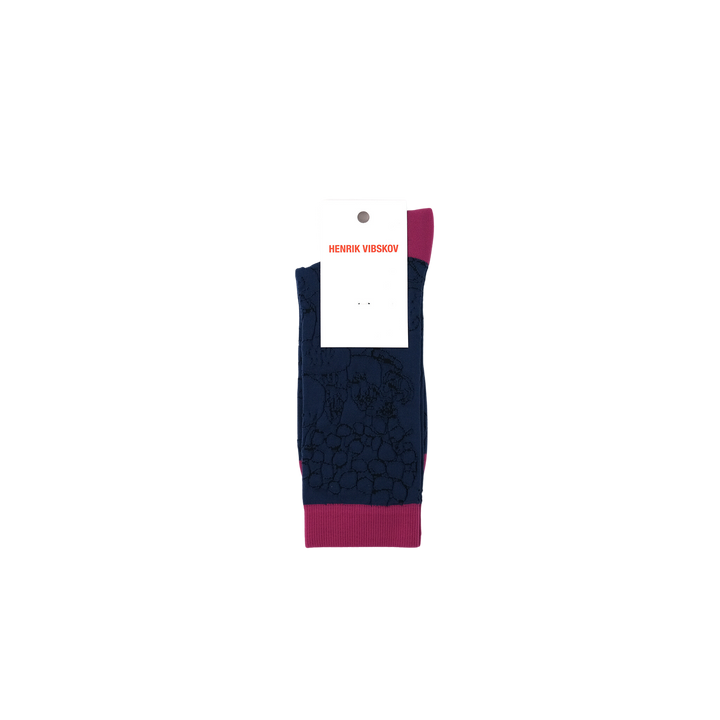 Fruit Outline Socks Femme Navy Violet Black Transparent
