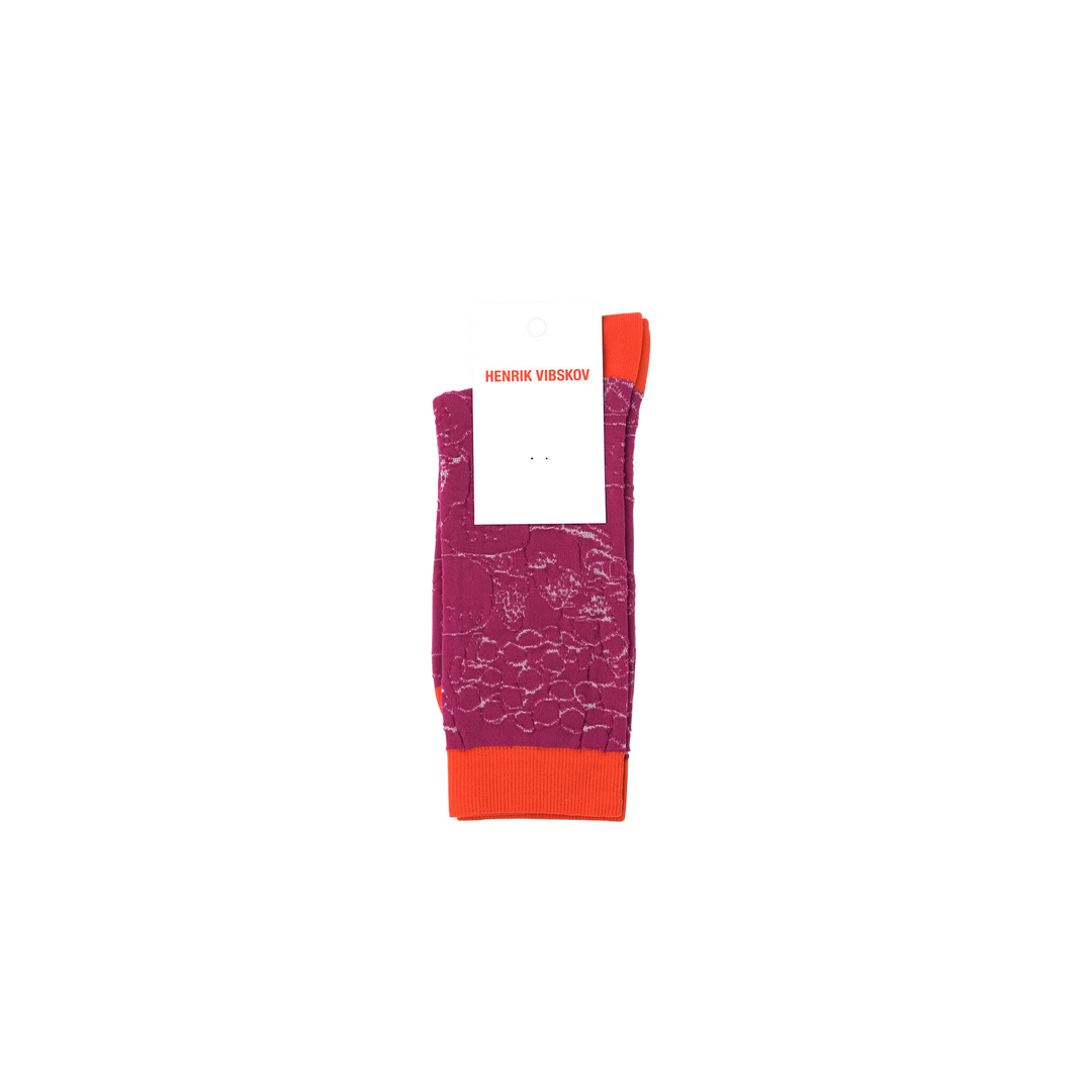 Fruit Outline Socks Femme Orange Violet Transparent
