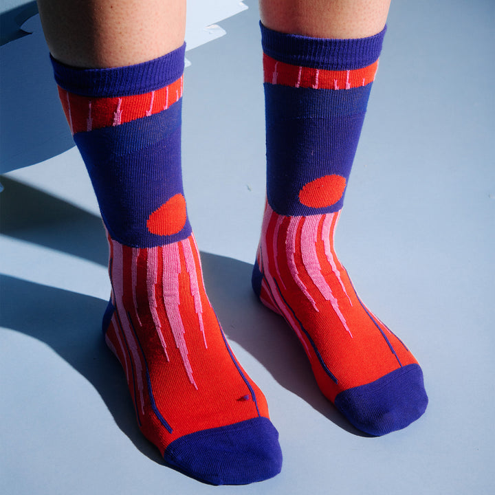 Sundown Socks Femme Red Pink Blue