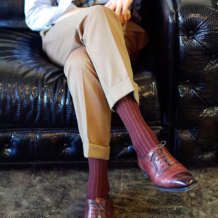 リバーシブルロングホーズ BROWN&BURGUNDY