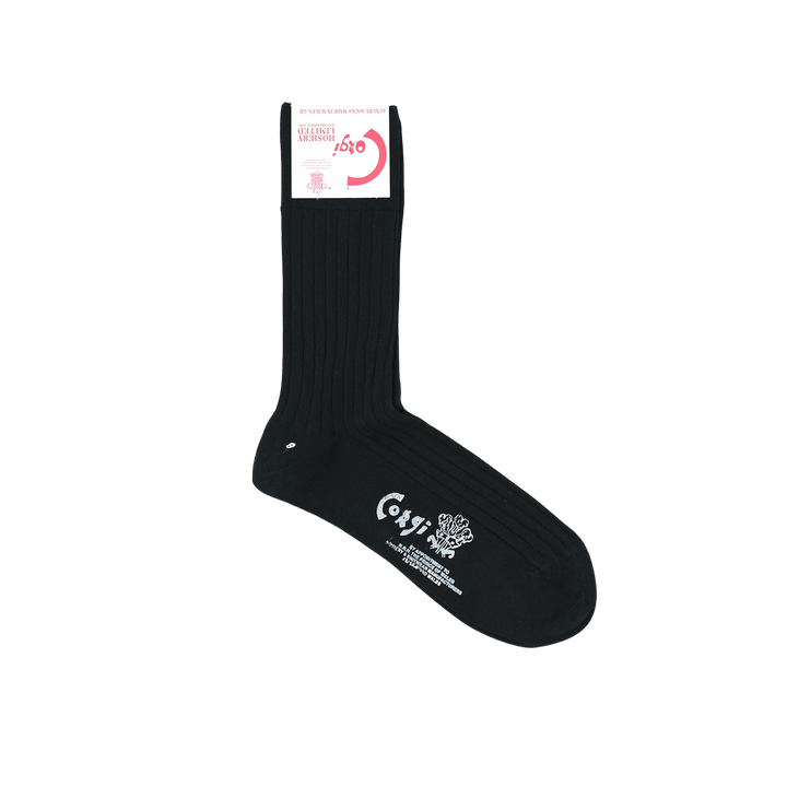 【WOMENS】FINE GAUGE COTTON PLAIN SOCKS BLACK