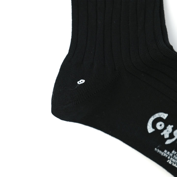 【WOMENS】FINE GAUGE COTTON PLAIN SOCKS BLACK