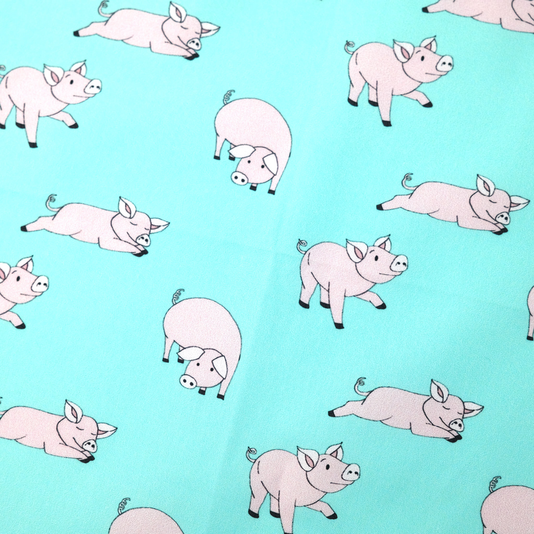 AMSTERDAM "FARM PIGS" コットン ハンカチーフ (クラシック) LIGHT BLUE×PINK