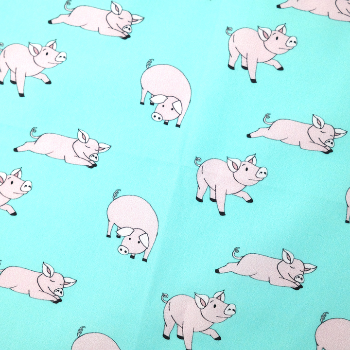 AMSTERDAM "FARM PIGS" コットン ハンカチーフ (クラシック) LIGHT BLUE×PINK