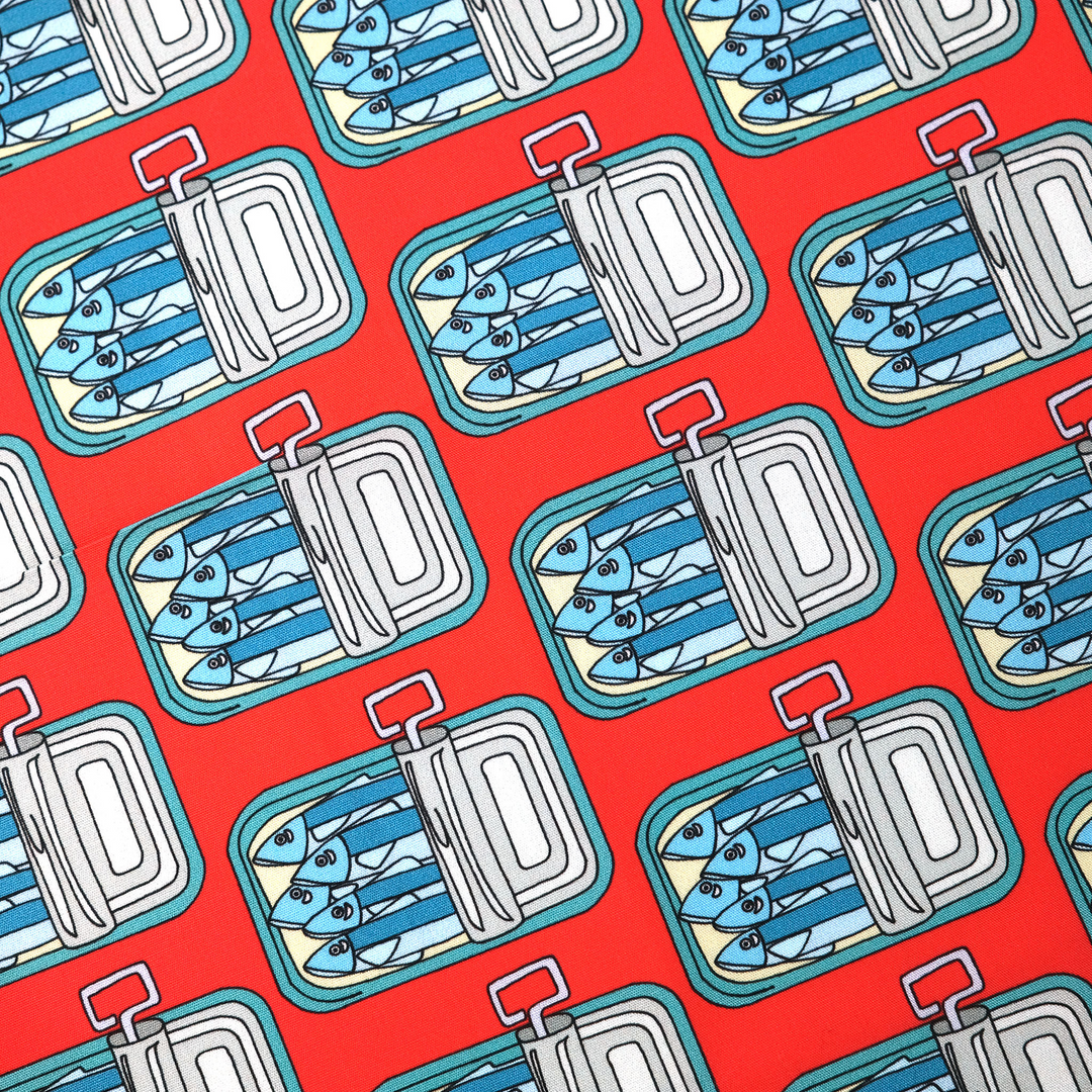 PORTUGAL "CANNED SARDINES AO" コットン ハンカチーフ (クラシック) RED