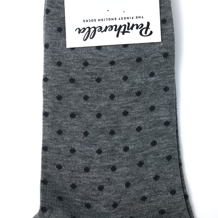 COTTON DOT SOCKS MID GREY MIX