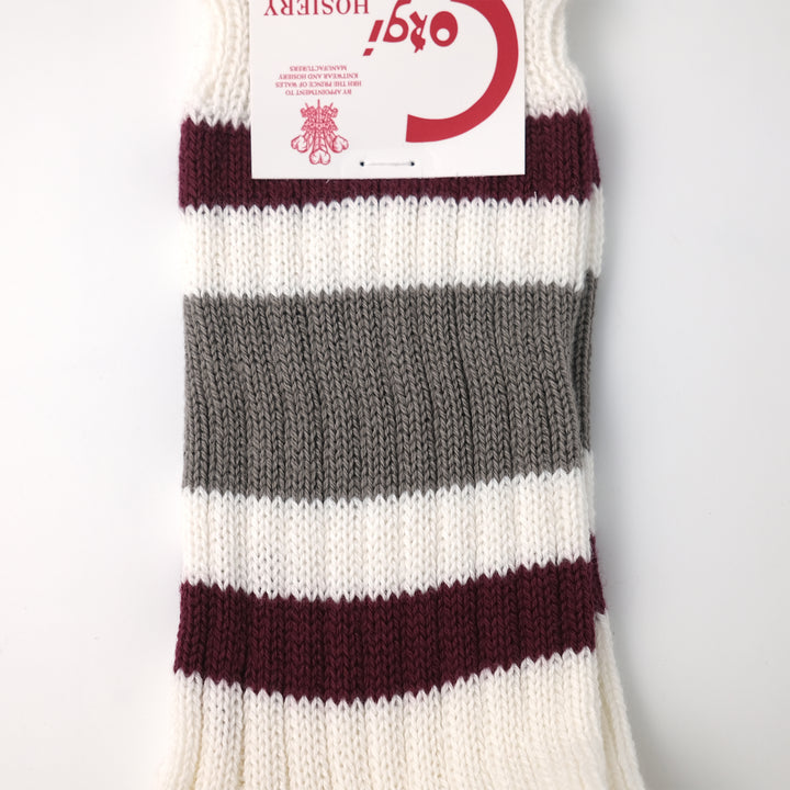 【MENS】SPORTS LINE SOCKS BURGUNDY/GREY