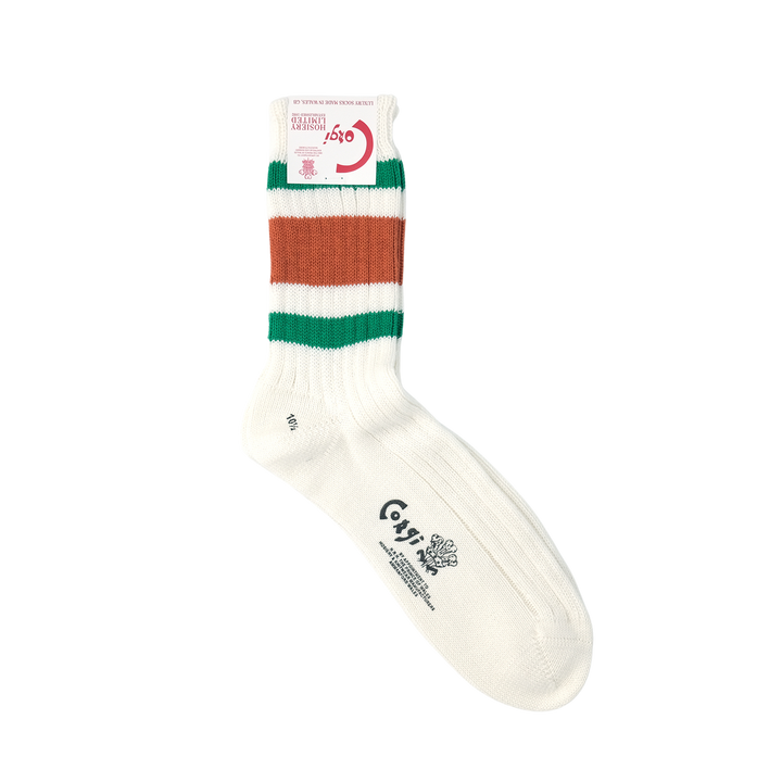 【MENS】SPORTS LINE SOCKS GREEN/BROWN