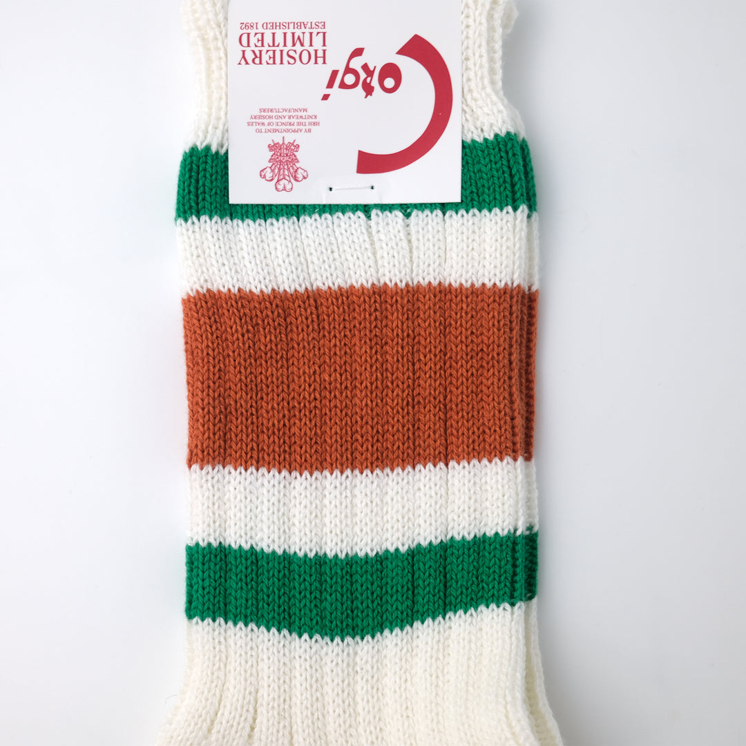 【MENS】SPORTS LINE SOCKS GREEN/BROWN