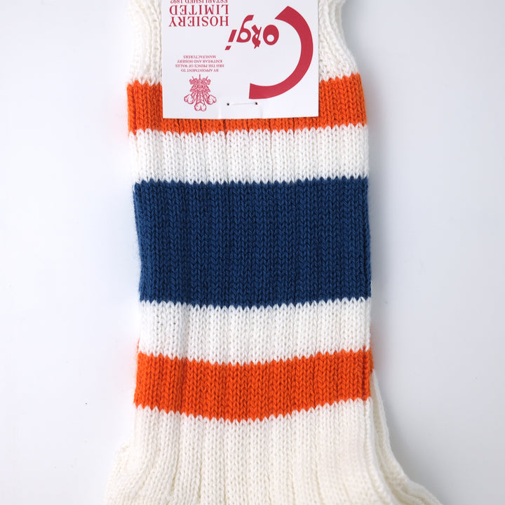 【MENS】SPORTS LINE SOCKS ORANGE/BLUE