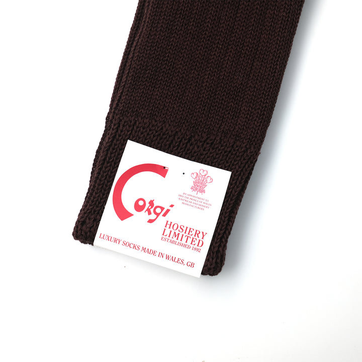 【MENS】MERCERISED COTTON 3×1 RIB SOCKS BROWN