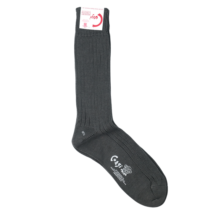 【MENS】MERCERISED COTTON 3×1 RIB SOCKS CHARCOAL