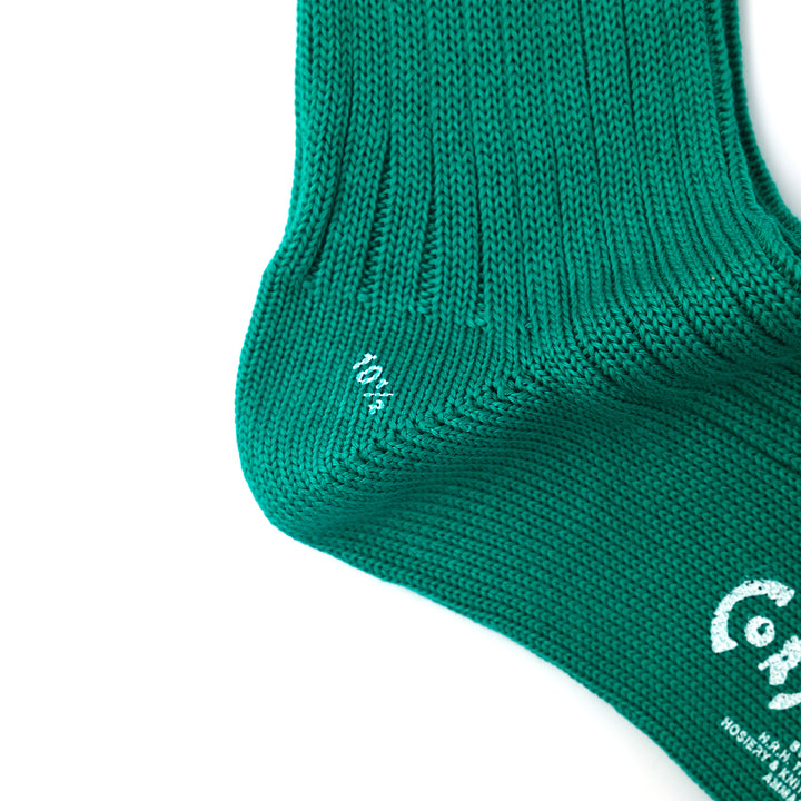 【MENS】MERCERISED COTTON 3×1 RIB SOCKS PEACOCK GREEN