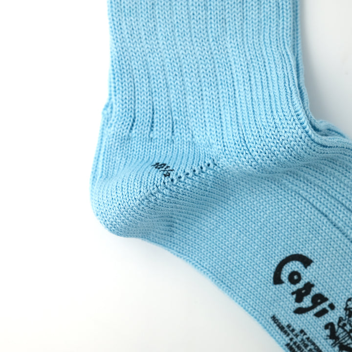 【MENS】MERCERISED COTTON 3×1 RIB SOCKS LIGHT BLUE