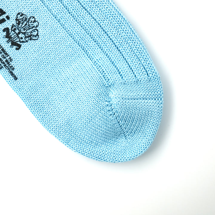 【MENS】MERCERISED COTTON 3×1 RIB SOCKS LIGHT BLUE