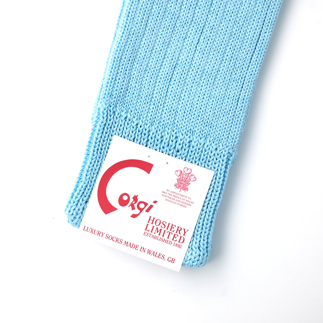 【MENS】MERCERISED COTTON 3×1 RIB SOCKS LIGHT BLUE