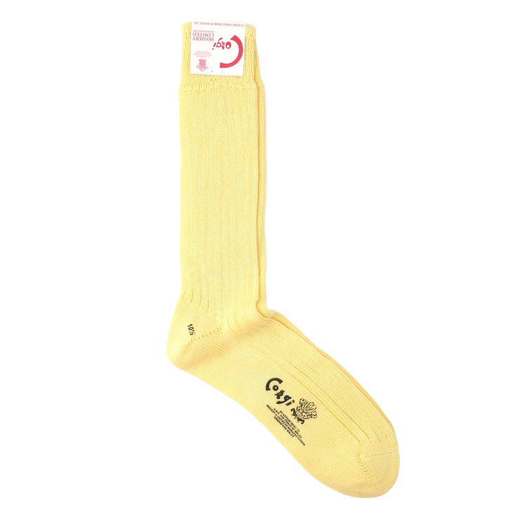 【MENS】MERCERISED COTTON 3×1 RIB SOCKS LIGHT YELLOW