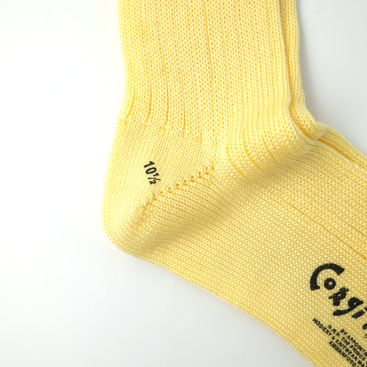 【MENS】MERCERISED COTTON 3×1 RIB SOCKS LIGHT YELLOW