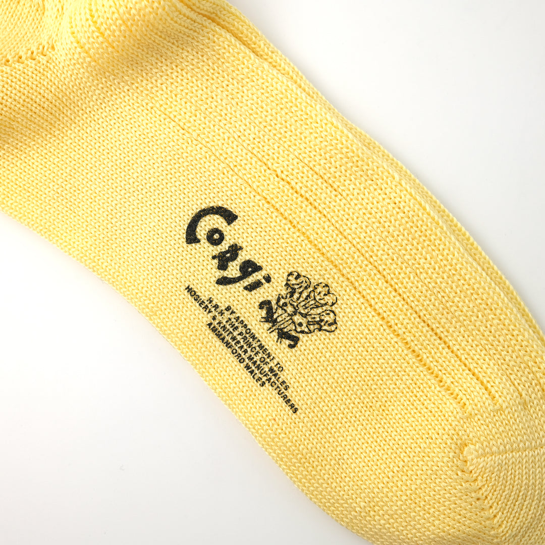 【MENS】MERCERISED COTTON 3×1 RIB SOCKS LIGHT YELLOW