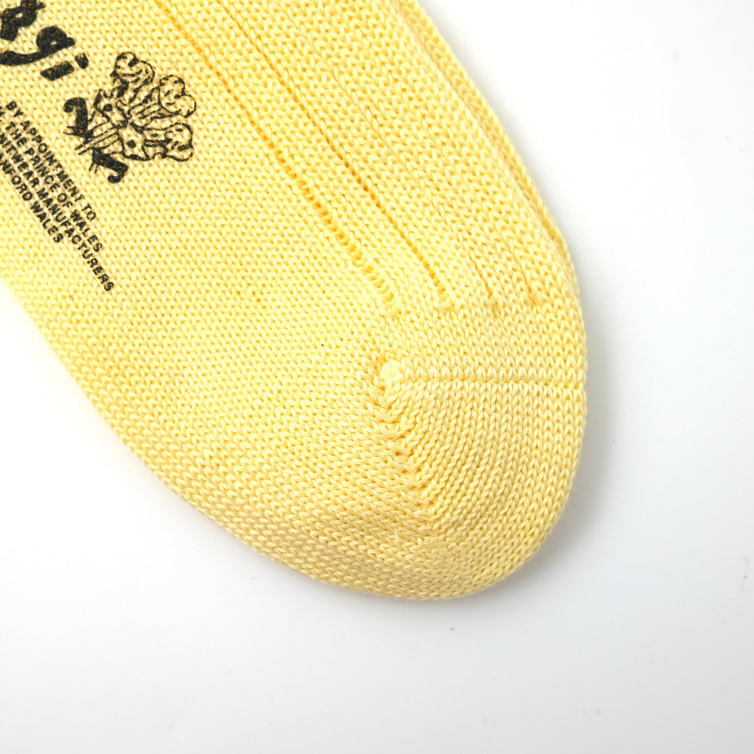 【MENS】MERCERISED COTTON 3×1 RIB SOCKS LIGHT YELLOW