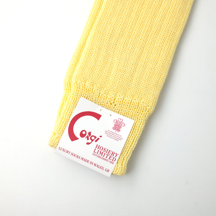 【MENS】MERCERISED COTTON 3×1 RIB SOCKS LIGHT YELLOW