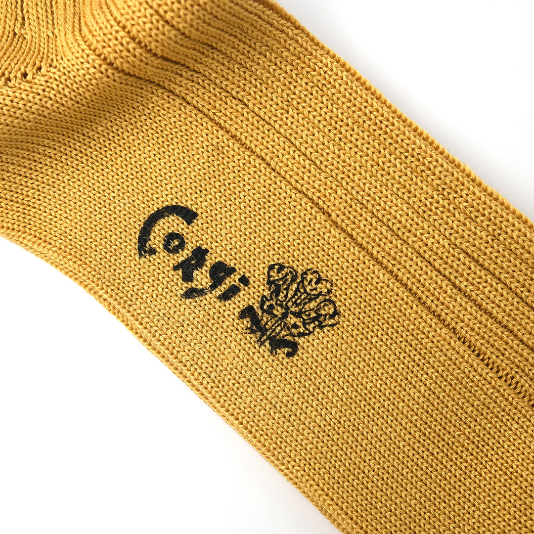 【MENS】MERCERISED COTTON 3×1 RIB SOCKS MUSTARD