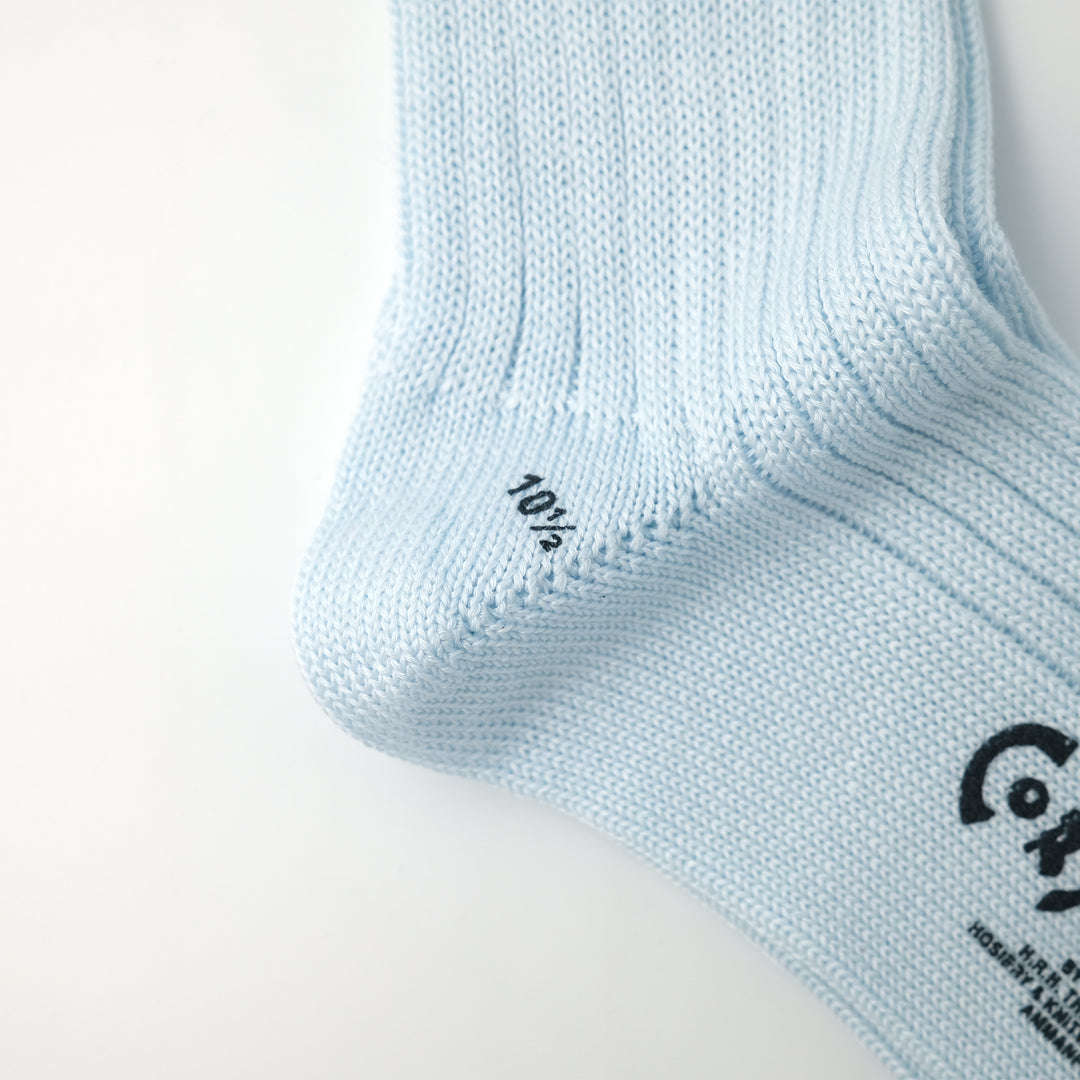 【MENS】MERCERISED COTTON 3×1 RIB SOCKS PALE BLUE