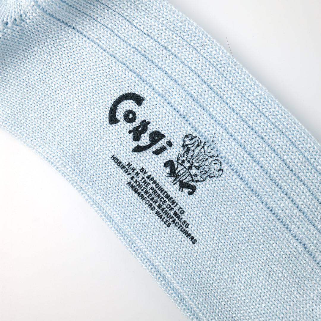 【MENS】MERCERISED COTTON 3×1 RIB SOCKS PALE BLUE