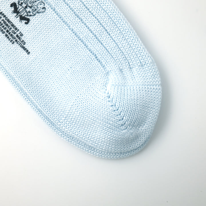 【MENS】MERCERISED COTTON 3×1 RIB SOCKS PALE BLUE