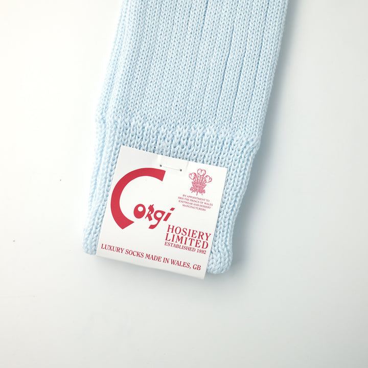 【MENS】MERCERISED COTTON 3×1 RIB SOCKS PALE BLUE