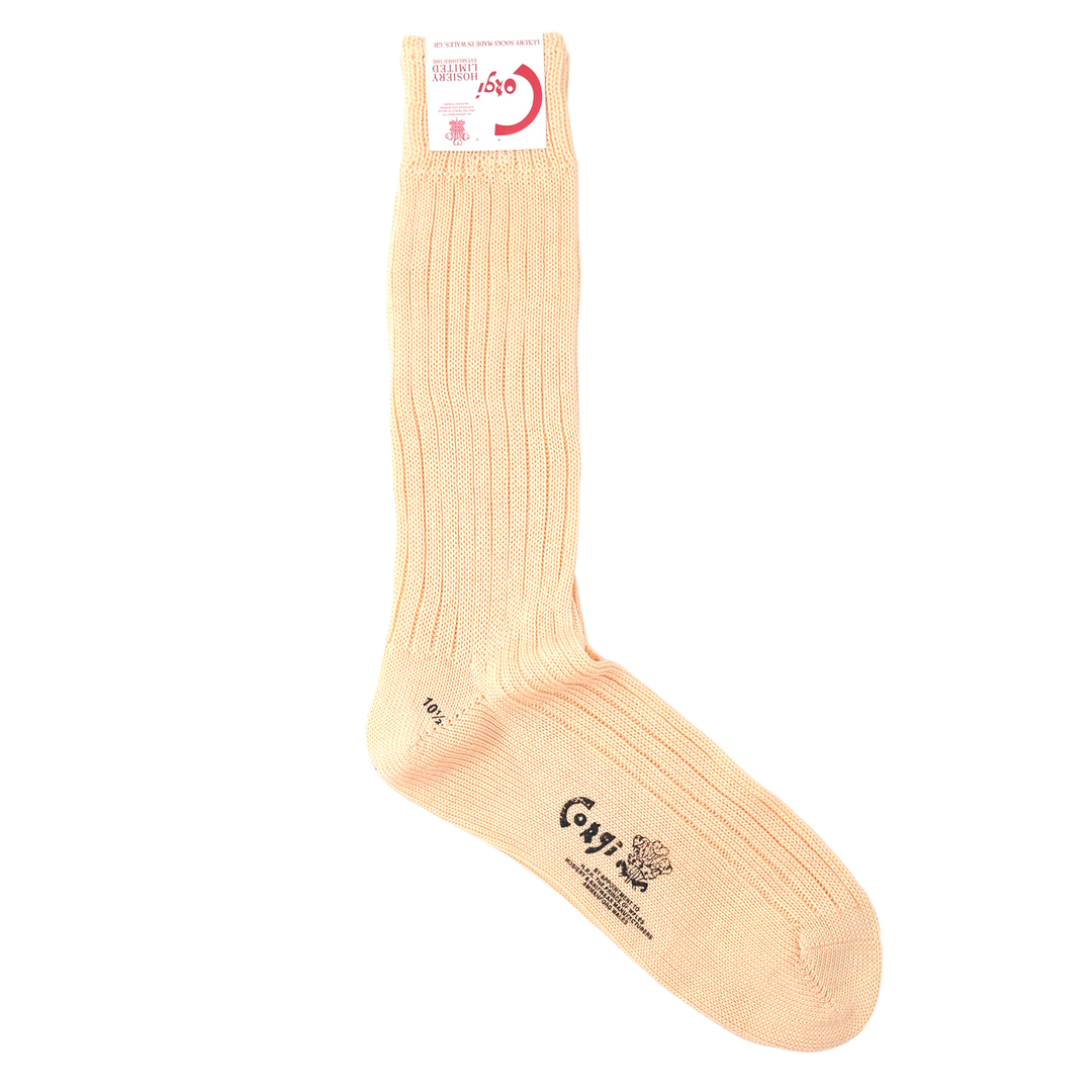 【MENS】MERCERISED COTTON 3×1 RIB SOCKS PALE PINK