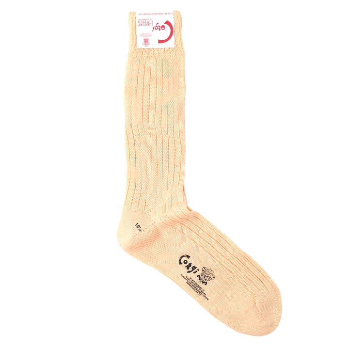 【MENS】MERCERISED COTTON 3×1 RIB SOCKS PALE PINK