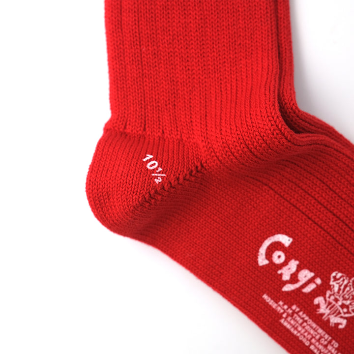 【MENS】MERCERISED COTTON 3×1 RIB SOCKS RED