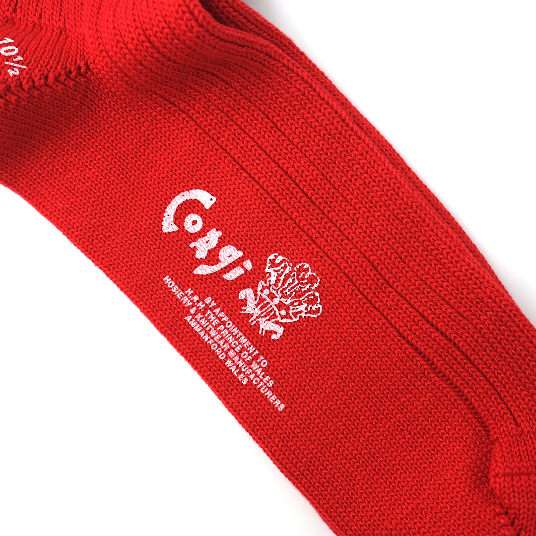 【MENS】MERCERISED COTTON 3×1 RIB SOCKS RED