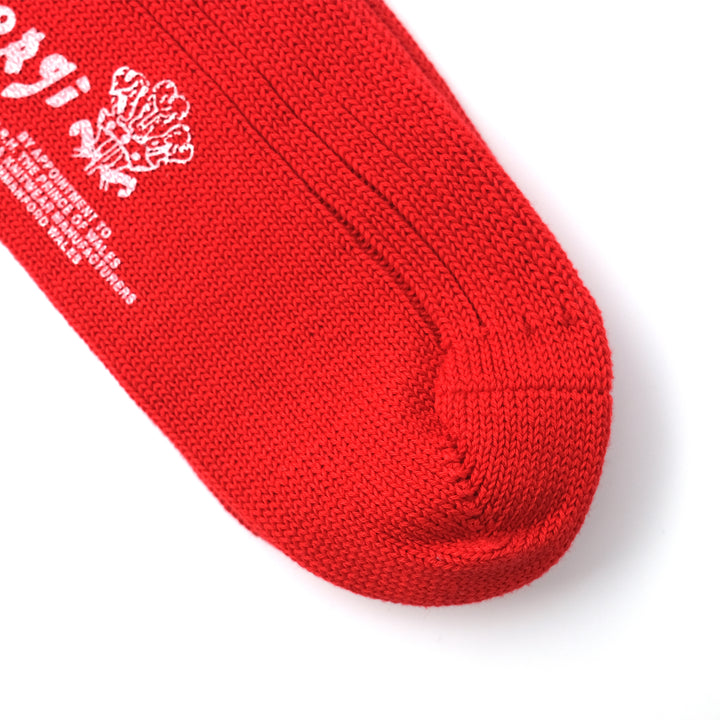 【MENS】MERCERISED COTTON 3×1 RIB SOCKS RED