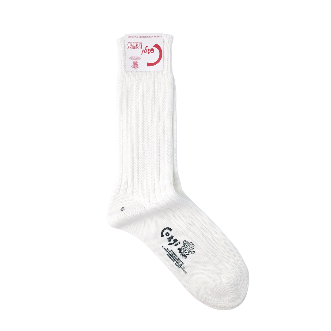 【WOMENS】SOFT COTTON 3×1 RIB SOCKS WHITE