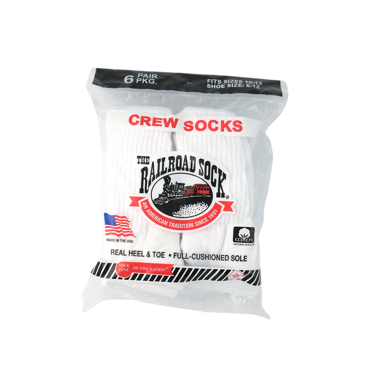 Men’s Crew Socks 6 Pairs WHITE